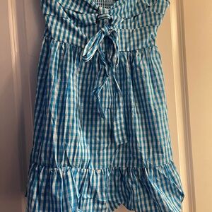 SHEIN Blue and White Gingham Mini Dress